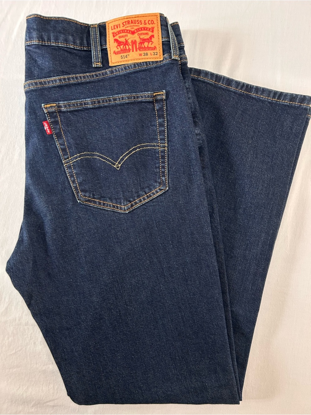 Levis 514 Straight Fit Jeans Mens 38x32 Medium Wash Denim Classic